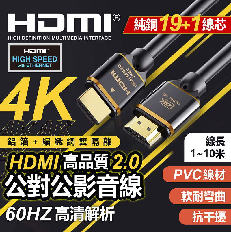HDMI 4K 公對公影音傳輸線