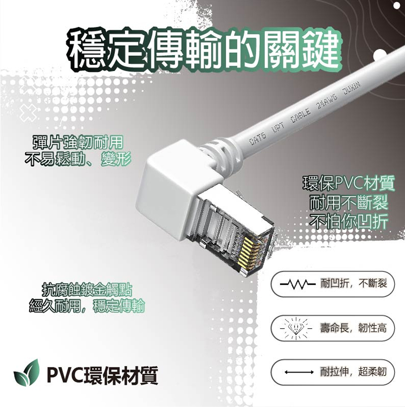 CAT6 系列 CT6G (白色左彎) 高速網路線