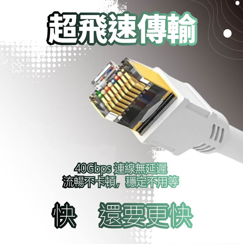 CAT8 系列 CT8-CAT8 (白色圓線) 高速網路線 CT8-CAT8-40M